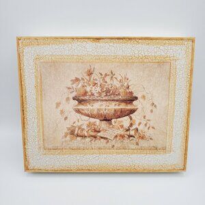 Neoclassical Floral Urn Wall Art on Wood Box Frame